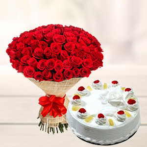 50 Roses Bunch & Cake